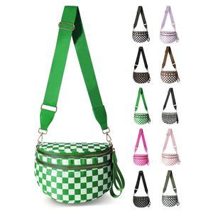 Checkered Nylon Crossbody Bag, Spacious Checkered Bum Bag Purse o_o